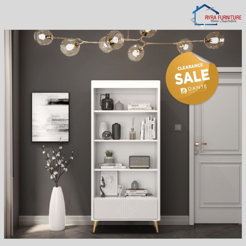 DANTE - D'ARTE BC 80 - RAK BUKU PUTIH/LEMARI DISPLAY PUTIH/LEMARI BUKU ELEGAN MINIMALIS
