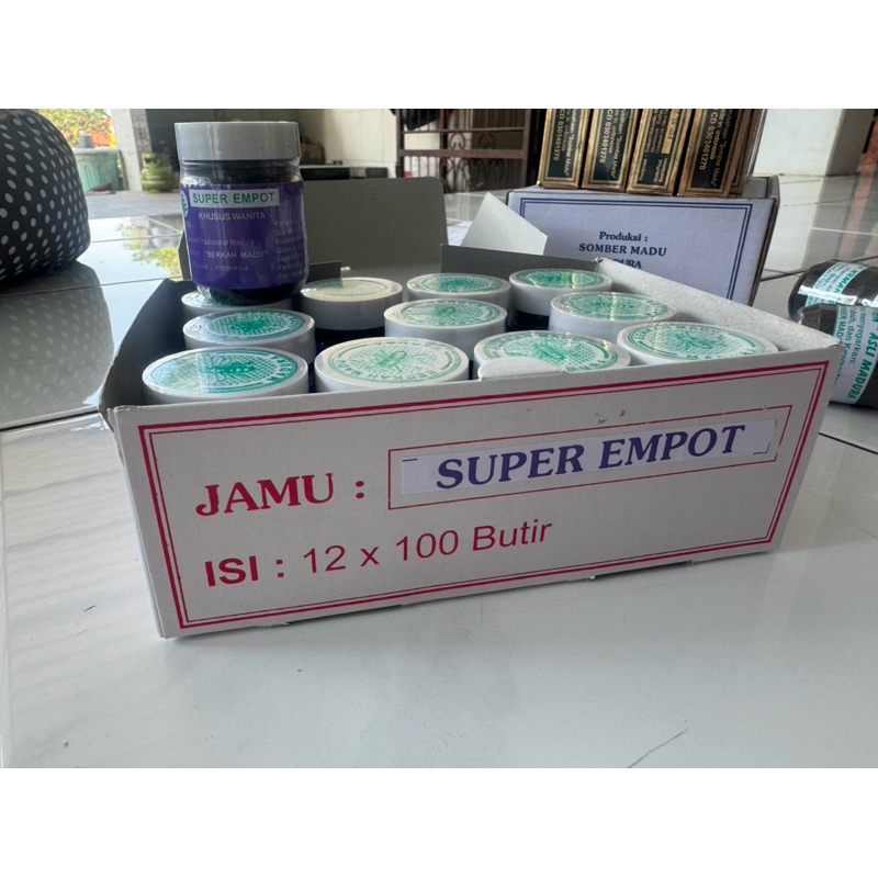 

JAMU SUPER EMPOT- JAMU HARUMITA JAMU MADURA BERKAH MADU kemasan botol isi 100pil empot empot