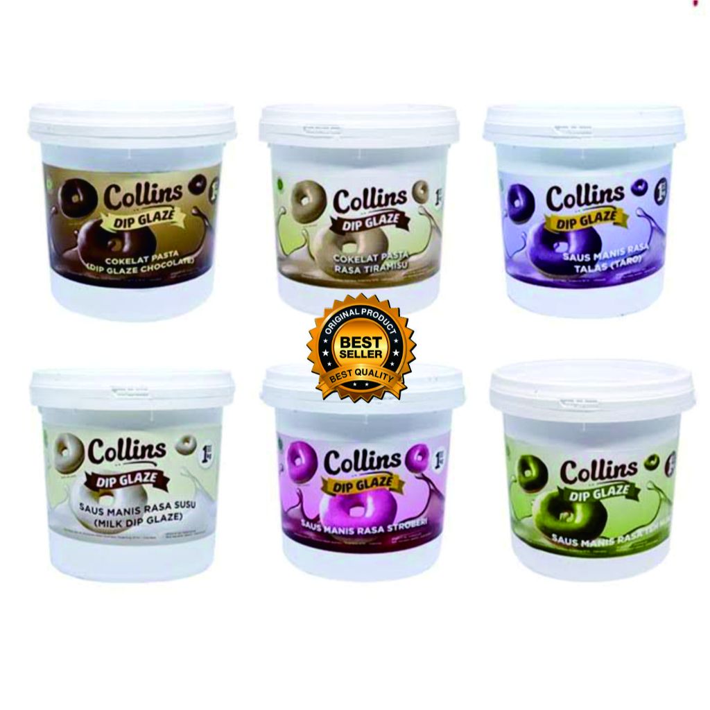 

Glaze Collins / DIP Glaze / Toping Glaze 200gr repack plastik / COLLINS DIP GLAZE REPACK 200 GR TOPPING DONAT LUMER