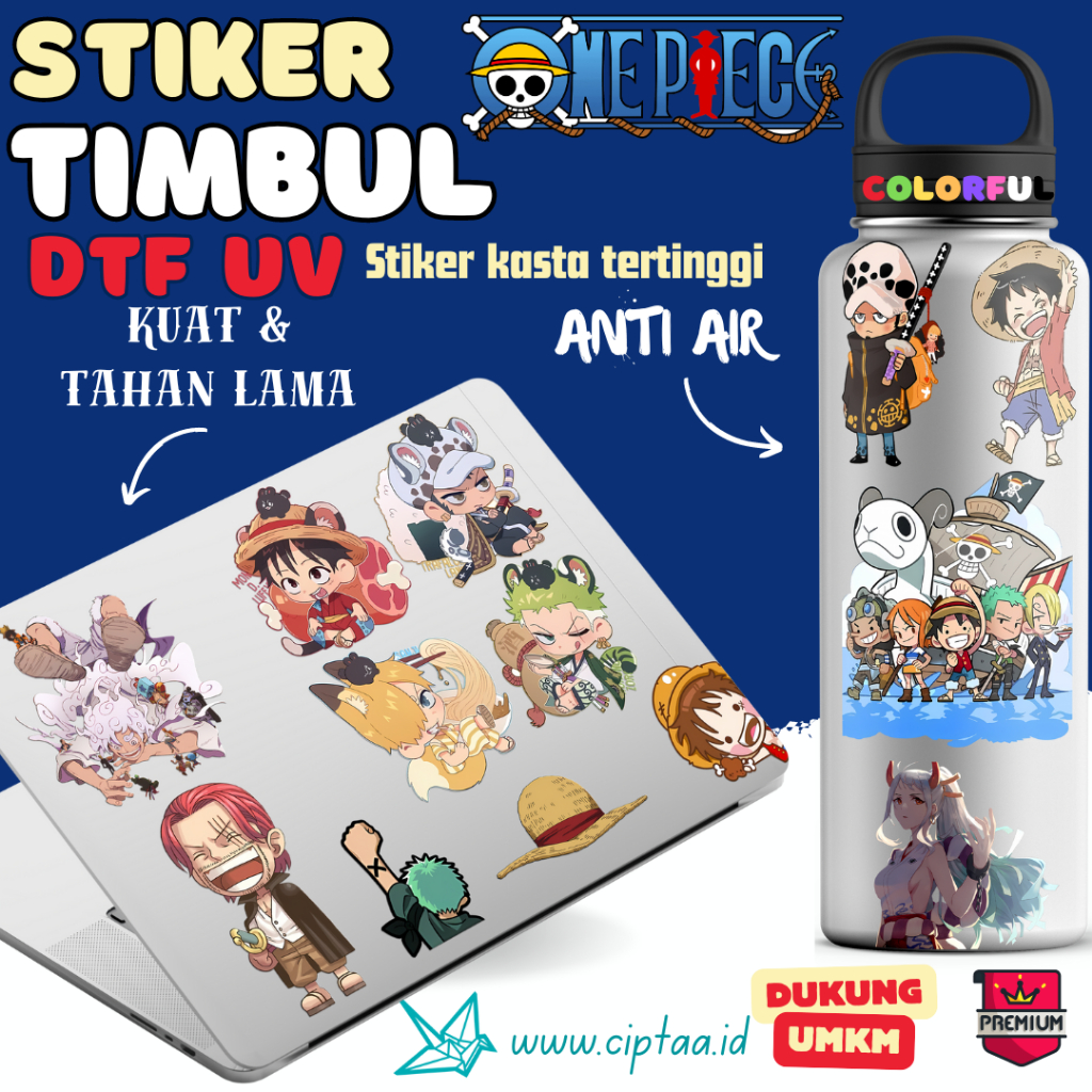 

Stiker One Piece - Stiker Timbul DTF UV - Sticker Anime Chibi - Varian 2.0