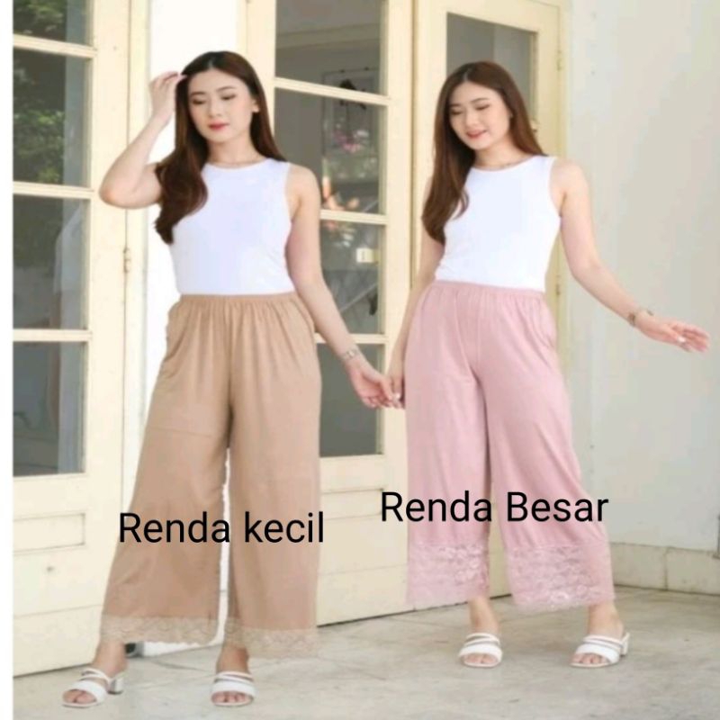 Celana Renda Kulot Wanita Kaos Rayon Dalaman Rok Celana Panjang