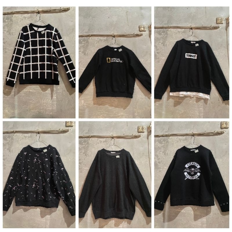 Crewneck | Sweater | Oversize | CN | Thrift | Preloved | Hitam | Sweater wanita | CN Hitam | Natgeo 