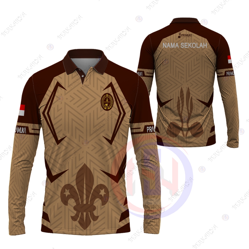 Baju Pramuka Pria Kaos Baju Polo PRAMUKA Lengan Panjang Fullprint Kaos Jersey Pramuka Fullprint