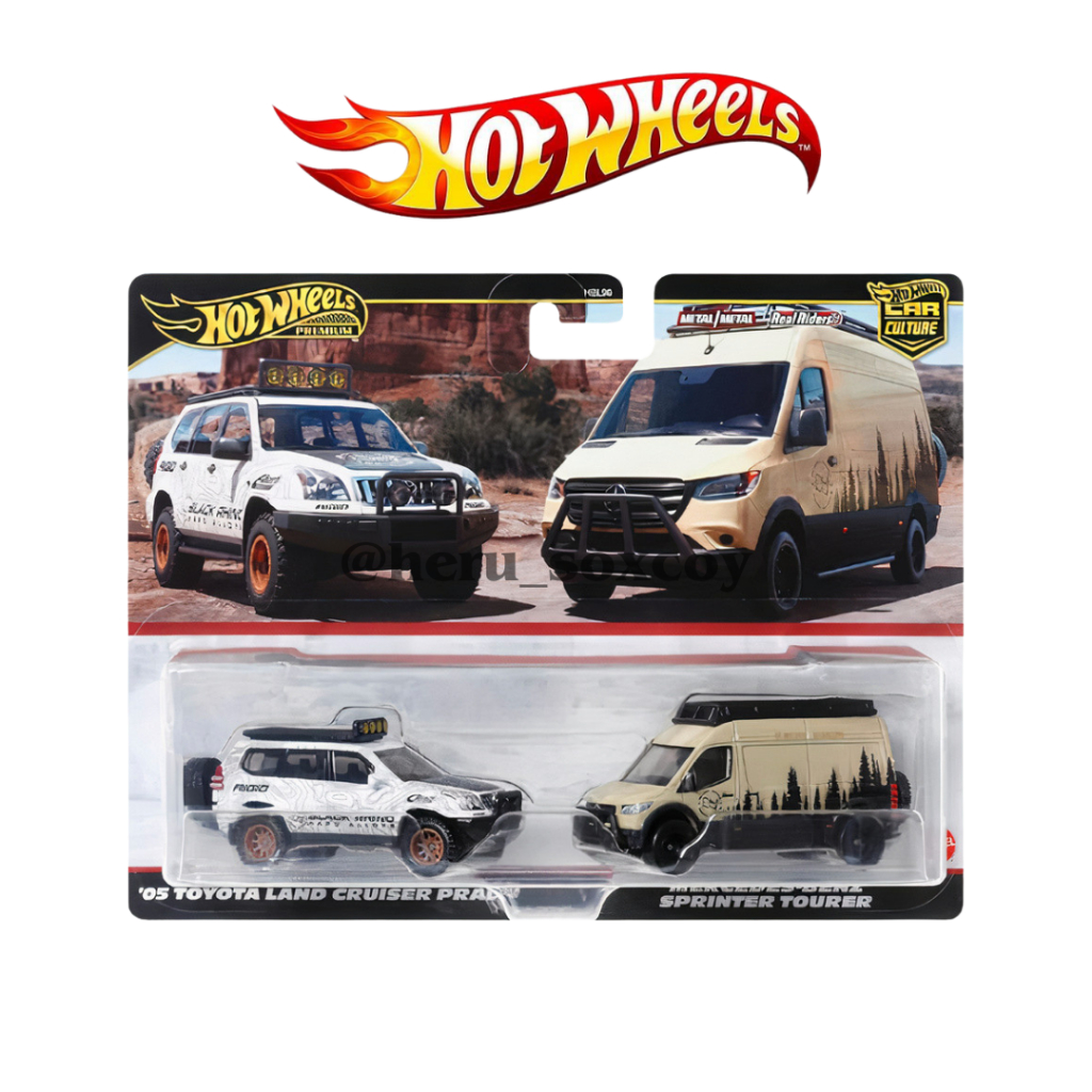 HOTWHEELS HOT WHEELS PREMIUM 2 PACK MERCEDES BENZ SPRINTER TOURER & '05 TOYOTA LAND CRUISER PRADO