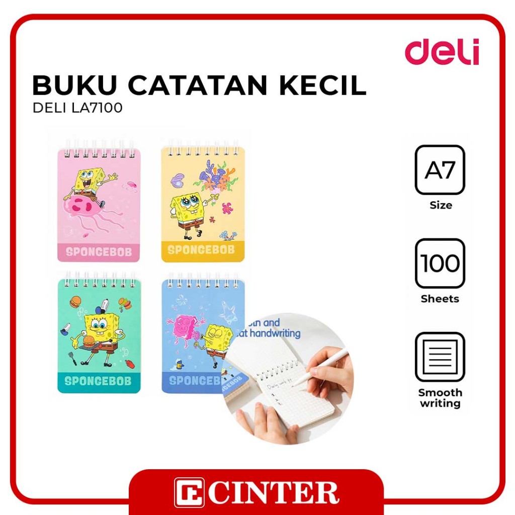 

DELI - NOTES SPIRAL / BUKU SAKU / BUKU CATATAN MINI LA7100 SPONGEBOB A7 ISI 100 SHEET 75X102 MM