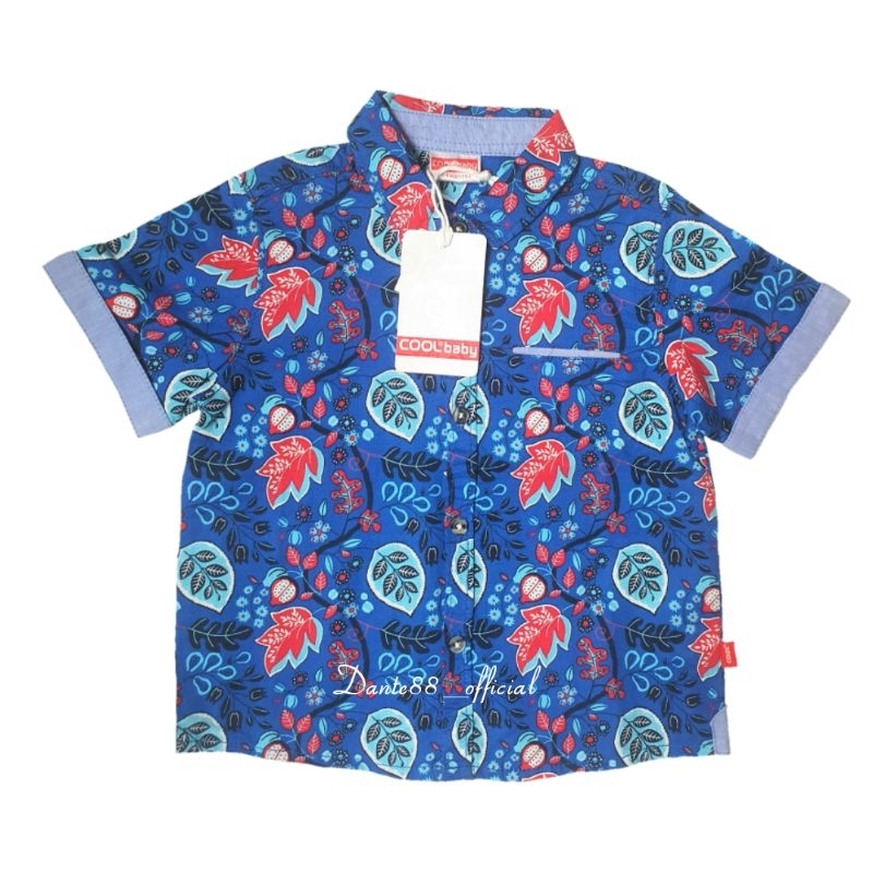 COOL BABY by COOL KIDS Kemeja Baju Batik Biru Kado anak bayi laki-laki 1-3 Tahun SALE Original Mall