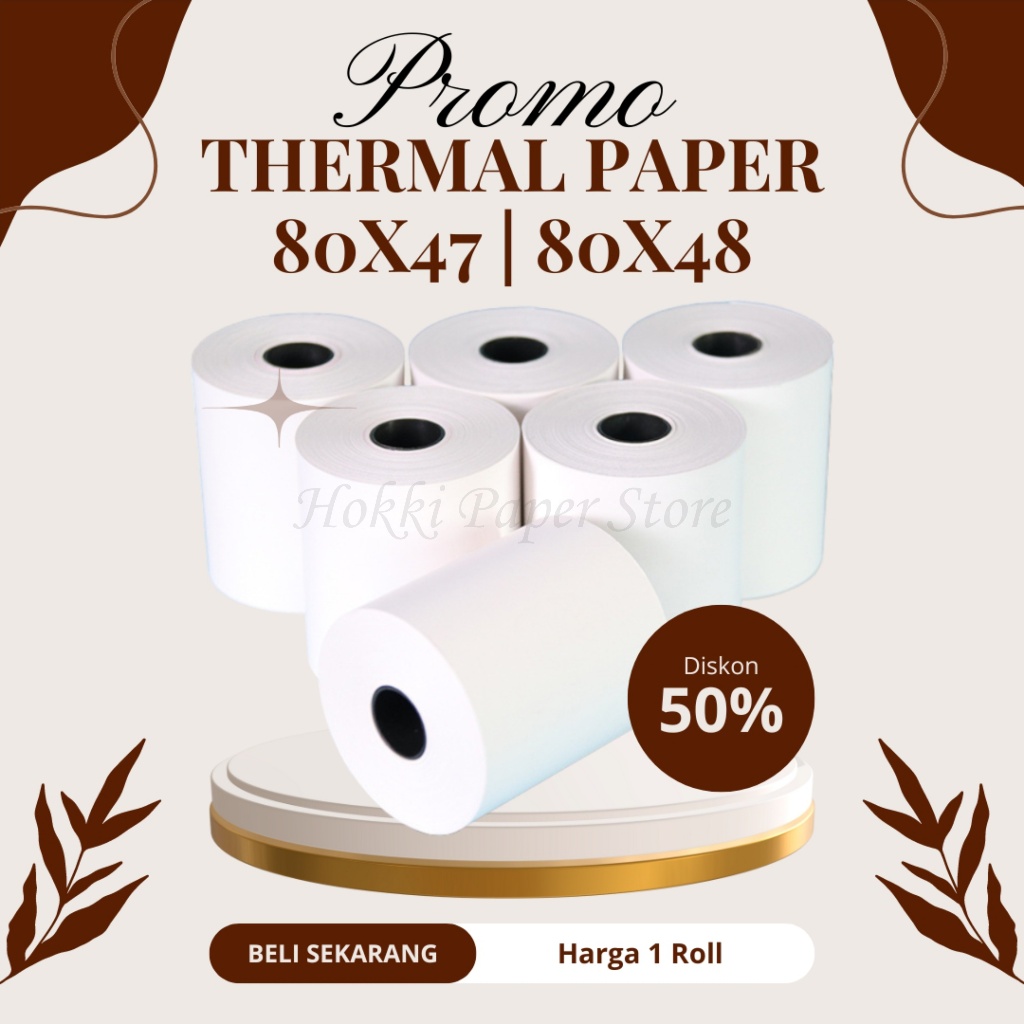 

KERTAS THERMAL STRUK KASIR PAPER ROLL 80X47 / 80X48 TERMAL POS RECEIPT PRINTER 80MM 80X47MM 80X48MM