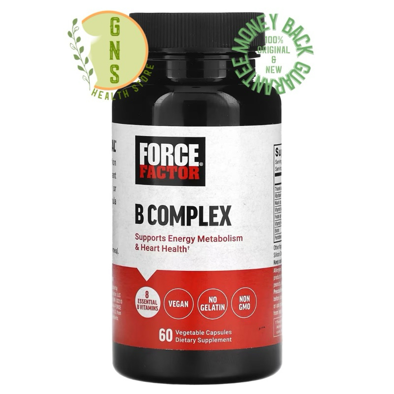 FORCE FACTOR Vitamin B Complex Support Energy Vitality Heart Health Vitamin B-Complex B1 Vitamin B2 