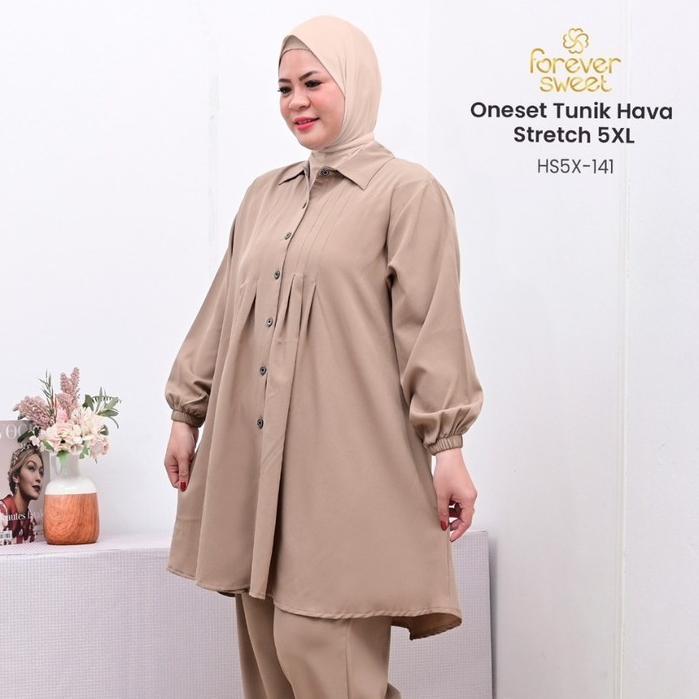 FOREVER SWEET One Set Setelan Tangan Panjang Tunik Jumbo Hava Stretch