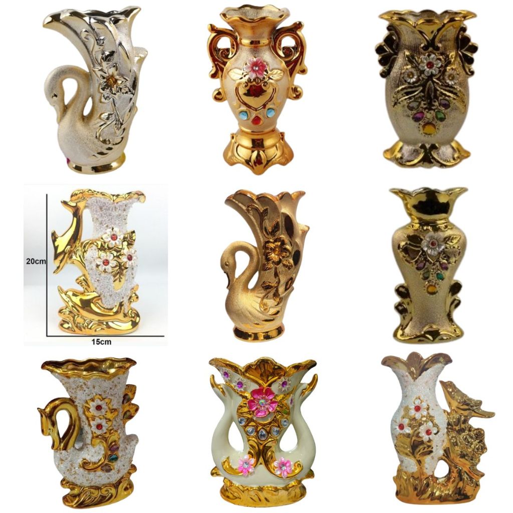 Vas Bunga Keramik Arab Gold Kaligrafi dan Motif Lain-lain