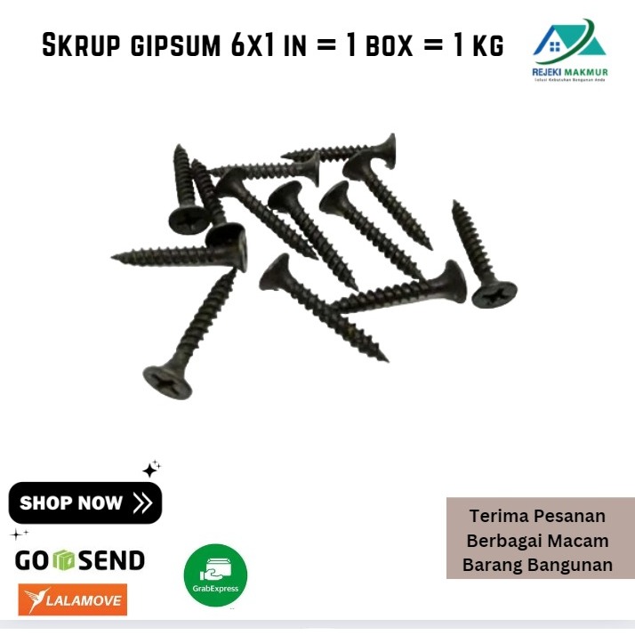 Skrup gipsum 6x1 in = 1 box = 1 kg