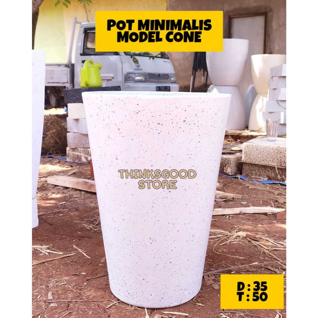 POT BUNGA DAN TANAMAN BESAR JUMBO SEMEN TERASO MINIMALIS MODEL CONE (MOHON CHAT ADMIN)