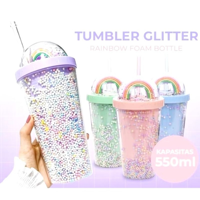 BOTOL MINUM TUMBLER GLITTER  GELAS ICE