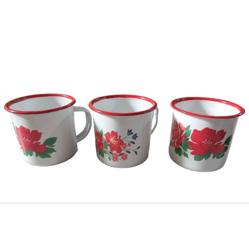 Cangkir Mug Stainless/Cangkir Bunga Jadul/Cangkir Kopi/Mug Kembang