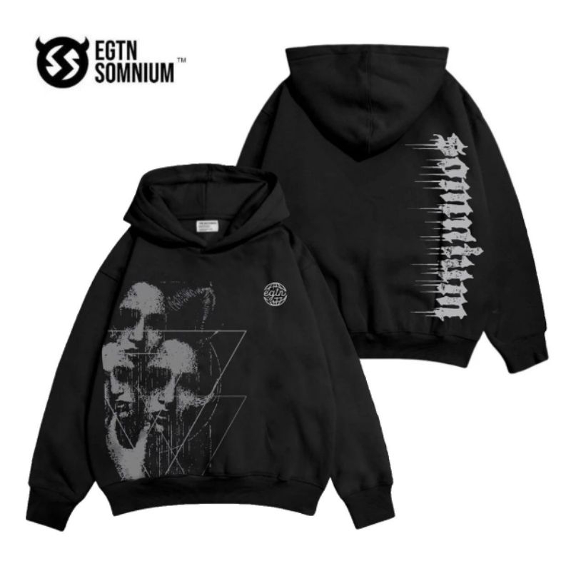 EGTN SOMNIUM Hoodie TWINS Jumper Oversize Pria & Wanita Original Warna Hitam