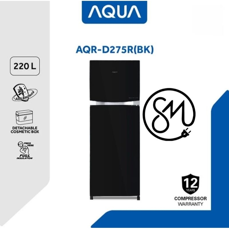 Kulkas Aqua 2 pintu AQR-D275R BK BD 220 L AQRD275RBK 275R BD INVERTER