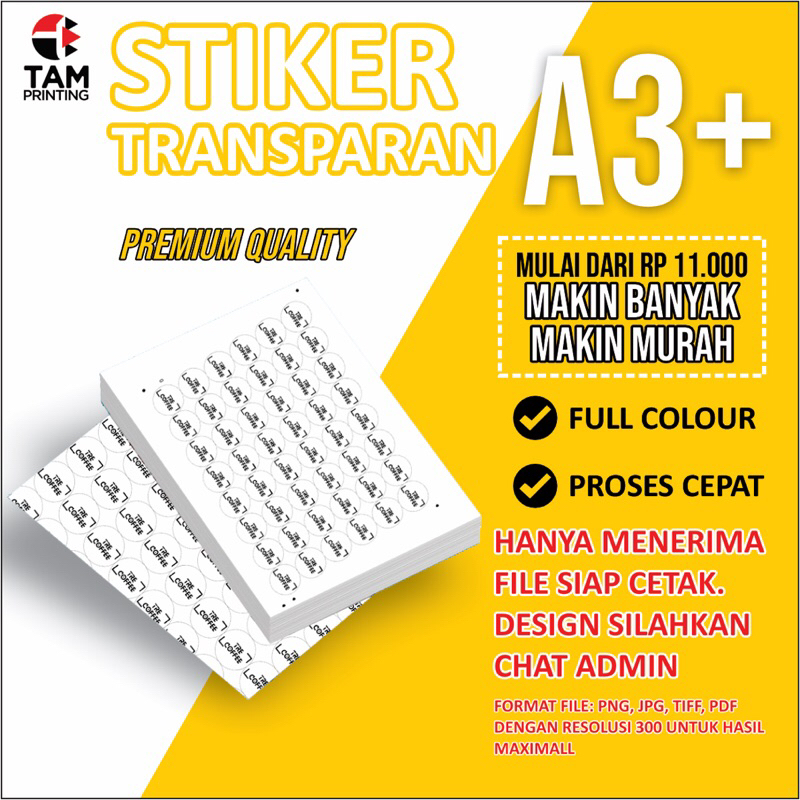 

Cetak Stiker Transparan Cut A3+ Stiker Label