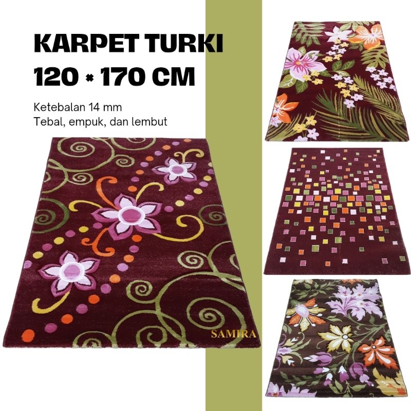 Karpet Lantai Turki Premium Tebal 14 mm dan Empuk / Karpet Permadani / Ruang Tamu 120×170 cm