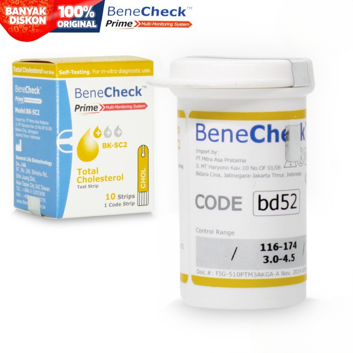 Strip Benecheck Prime Kolesterol / Strip Test BeneCheck Cholesterol