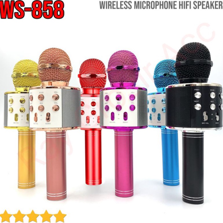 Siap Kirim Mic microphone mikrofon Bluetooth Wireless HIFI KTV 858 WS858 Karaoke WS858