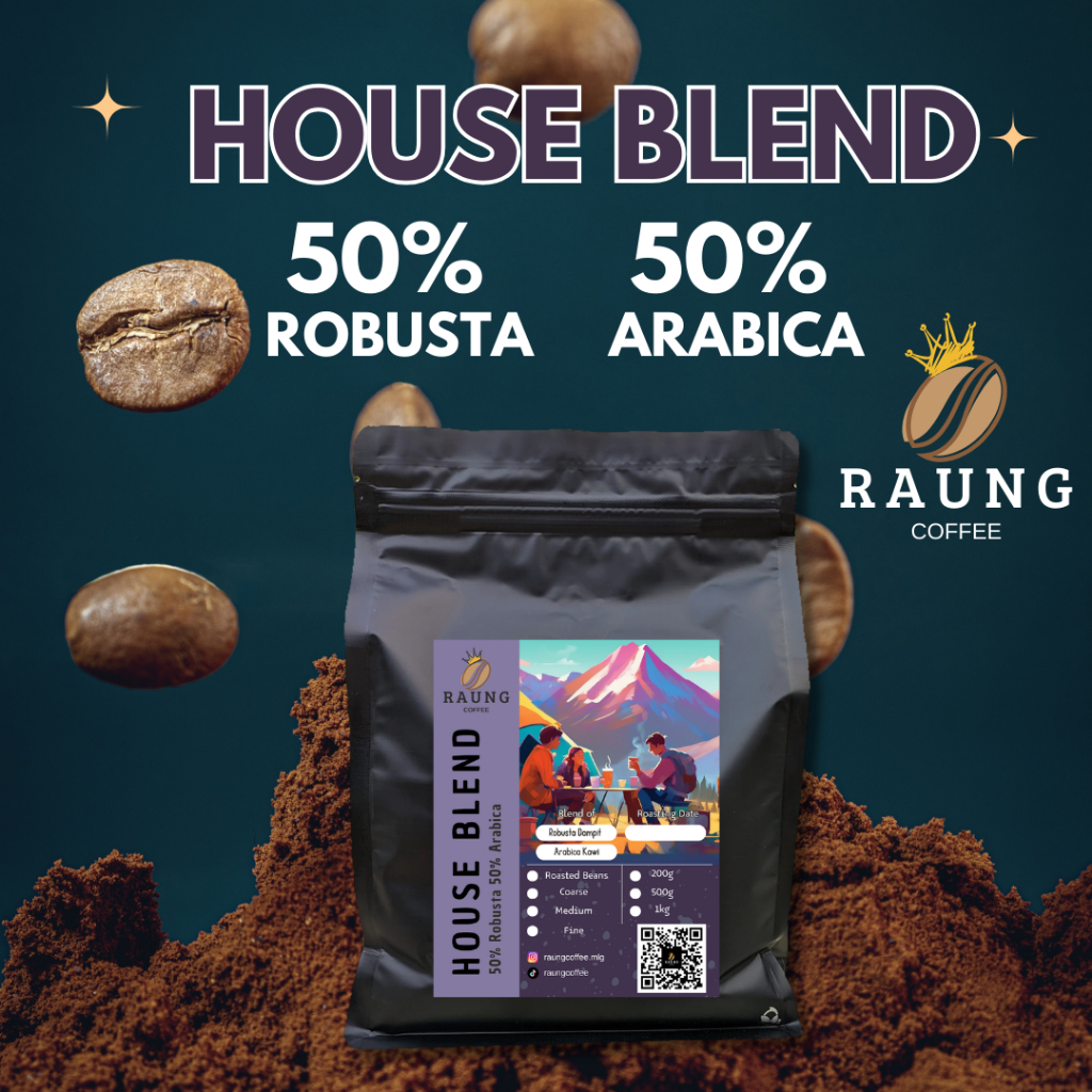 

Kopi House Blend 50% Robusta 50% Arabica | 500gr - 1kg | Espresso & Es Kopi Susu