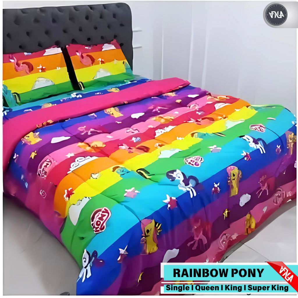 BEDCOVER SET SPREI Bahan Katun Warna Pink Gambar Karakter Anak Perempuan Lucu