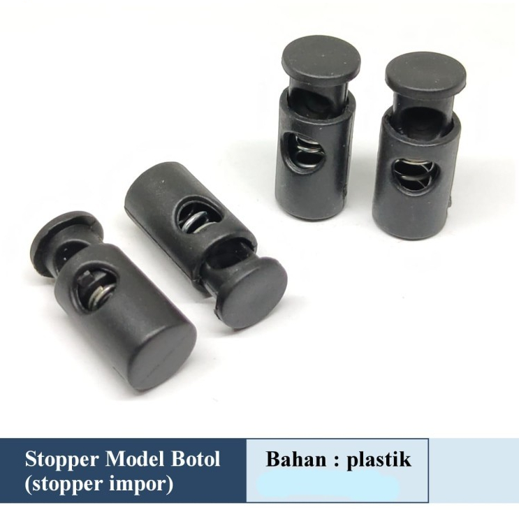 Stopper Tali /  Stoper Plastik Hitam / Stoper Botol Satu Lubang Alat Jahit Ujung Tali Kolor Tas Seru