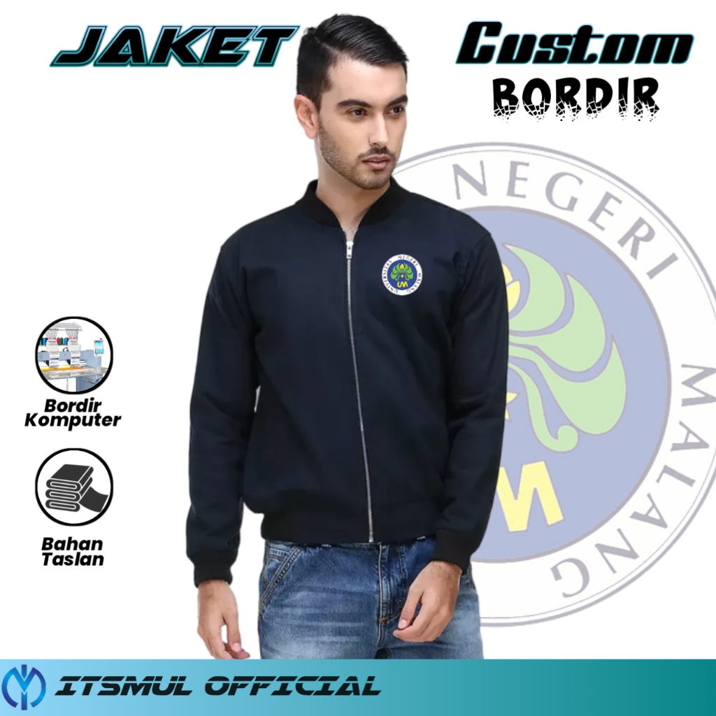 Jaket Universitas Negeri Malang Bordir Jaket Bomber UNM Malang