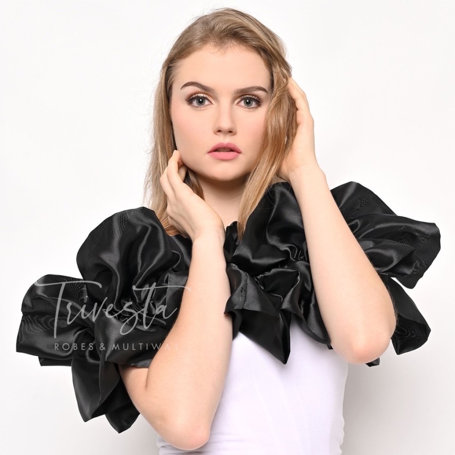 Ruffle hitam/robes/ kemben/penutup dada/ ruffle/ robe