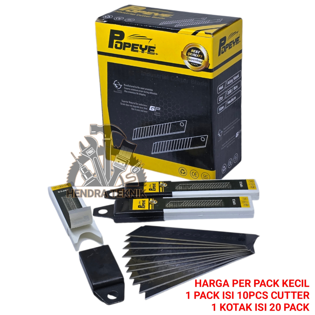 

ISI 10 PCS REFILL PISAU KATER BAJA HITAM ISI CUTTER BESAR 18mm SK5 LEBAR BAGUS MURAH TIPE L150