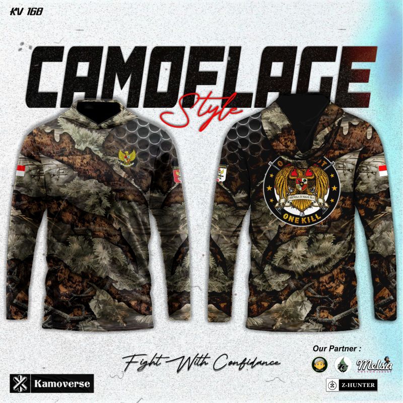 Edisi spesial - Baju camo berburu / baju camo berburu premium / kaos jersey camo hunting berburu ham