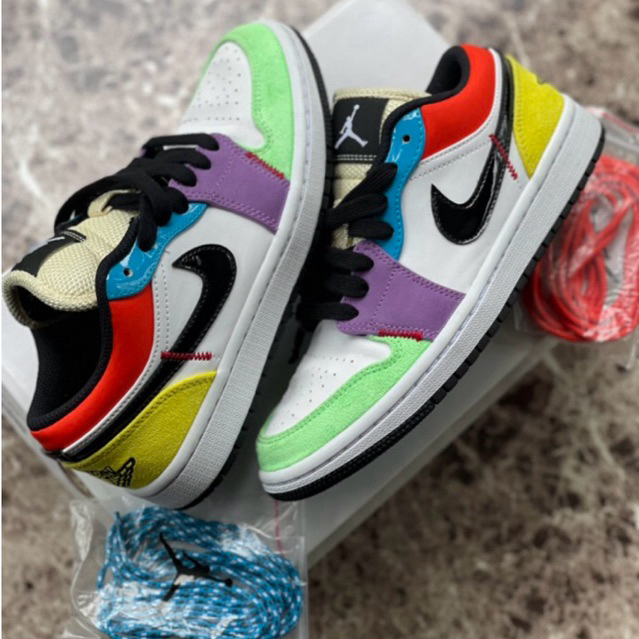 Worn Air Jordan 1 Low SE Multicolor Light Bulb Womens