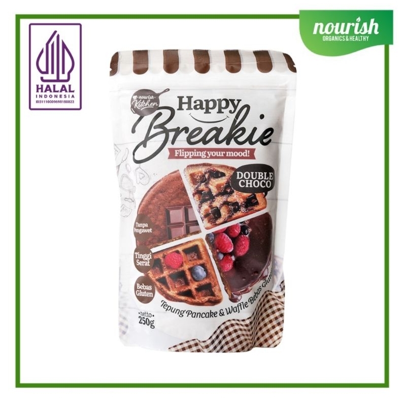 

Nourish Happy Breakie Tepung Premix Gluten Free Pancake dan Waffle Double Choco 250 gram