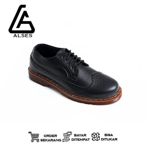 ALSES X Sepatu Formal Docmart Low Pria Casual Kantoran Nikahan Pantofel Pria Resmi Formal hitam