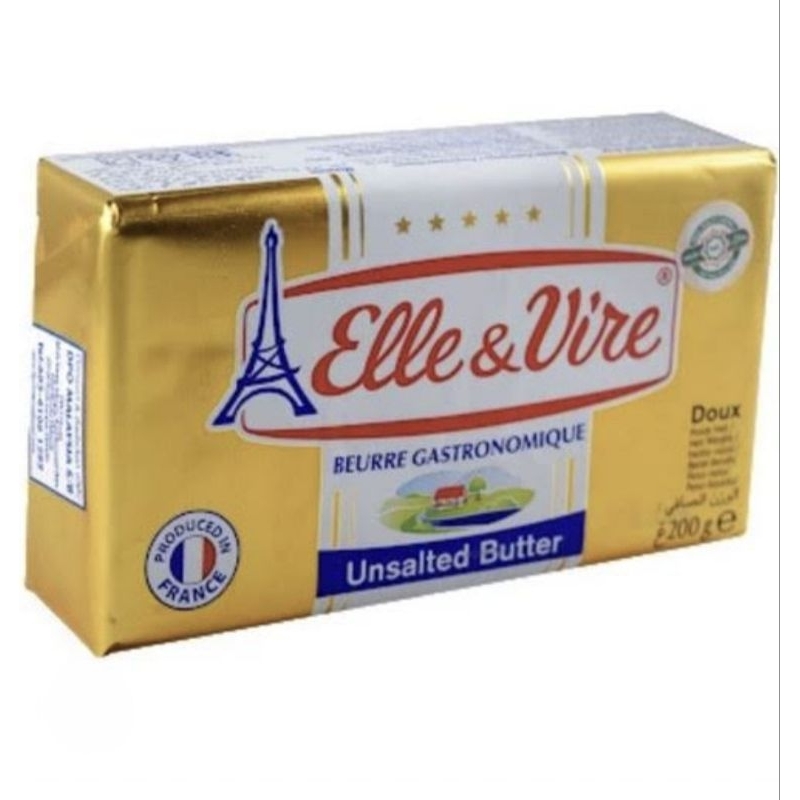 

ELLE & VIRE ELLE VIRE BUTTER UNSALTED BUERRE GASTRONOMIQUE 200 GRAM