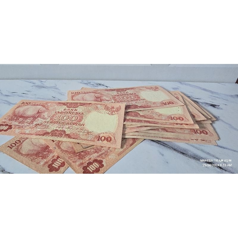 uang kuno 100 1977 badak(100 %ASLI)