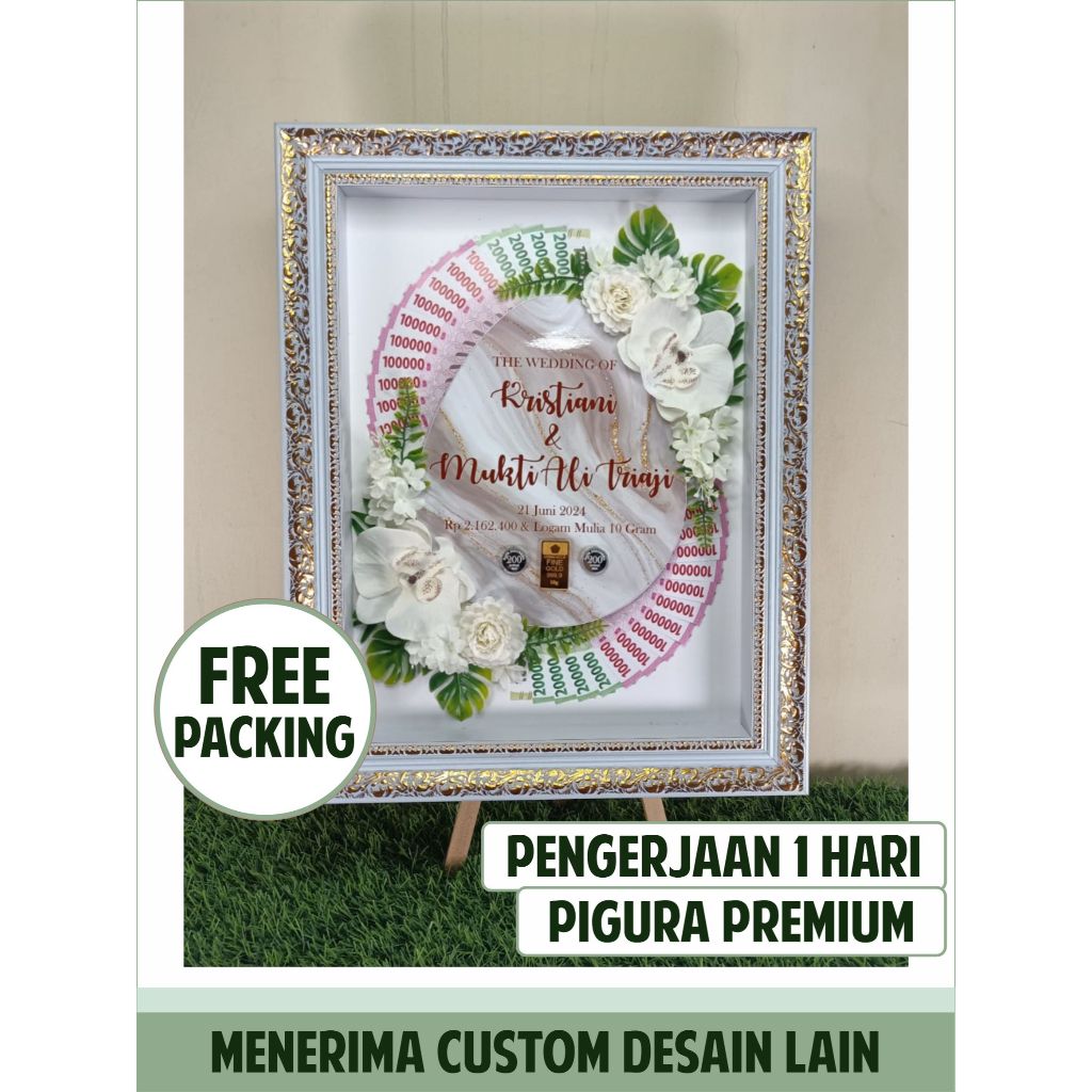 LANGSUNG JADI Mahar Pigura Anggrek 38 x 48 cm KODE 3040PAP1 Tetes Air / Mahar Pigora Anggrek Custom 
