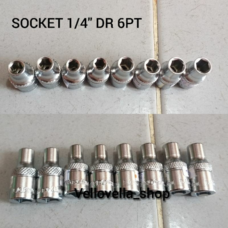 Mata kunci socket 1/4" drat 6 jetjo lakoni pro / mata sock lakoni jetjo 1/4"