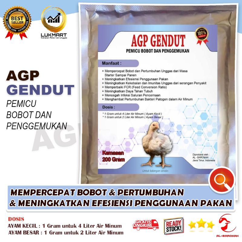 AGP GENDUT -  Vitamin Ayam Broiler - Suplemen Ayam Broiler - VITAMIN PENGGEMUKAN AYAM BROILER