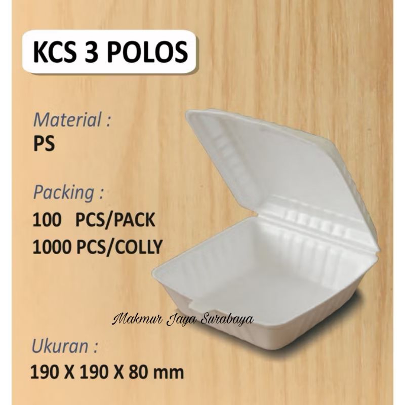 (100 pcs) Foam 3 Polos KCS/Foam Bubur/Foam Nasi/Foam Makanan/Sterofoam Nasi/Sterofoam Makanan/Foam K