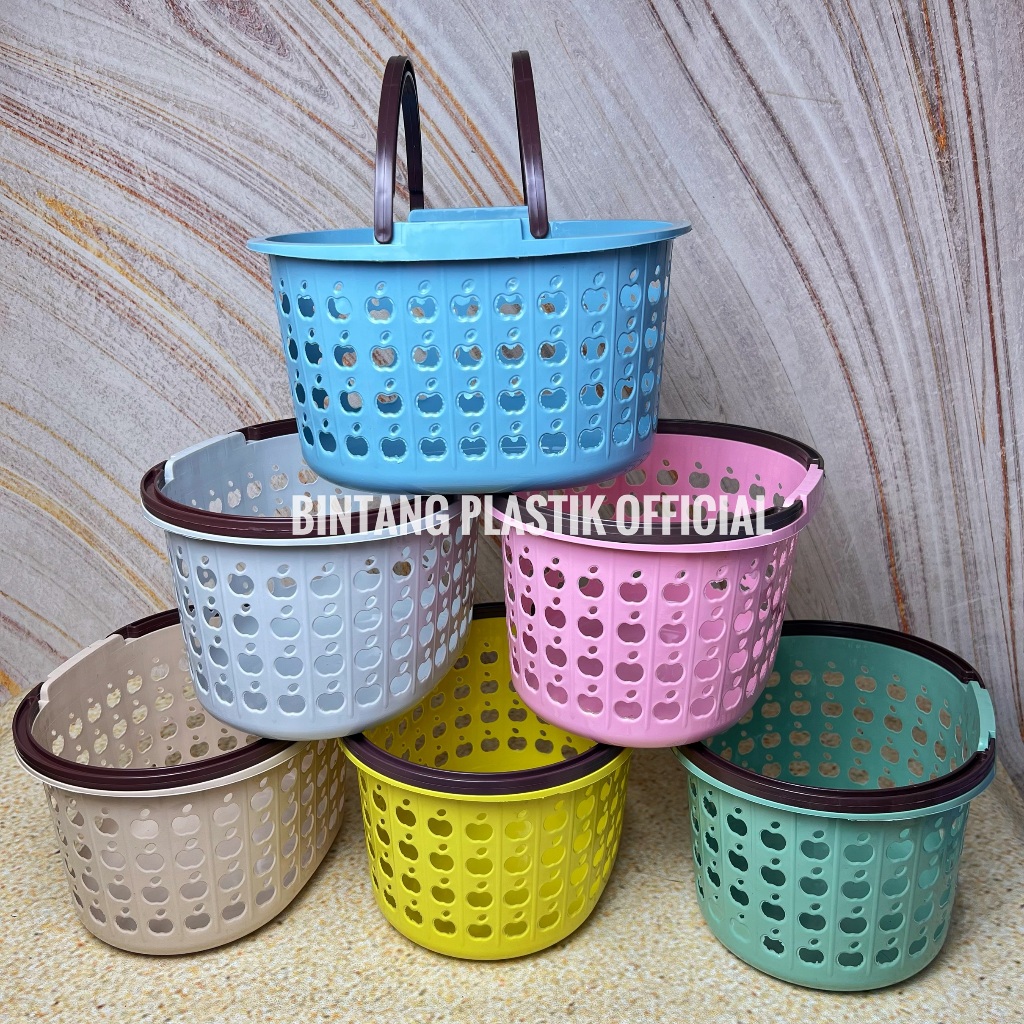 (6 PCS) KERANJANG JINJING MOTIF APEL UK BESAR 25 CM SURYA PLASTIK RAK SABUN PARCEL BERKAT HAJATAN