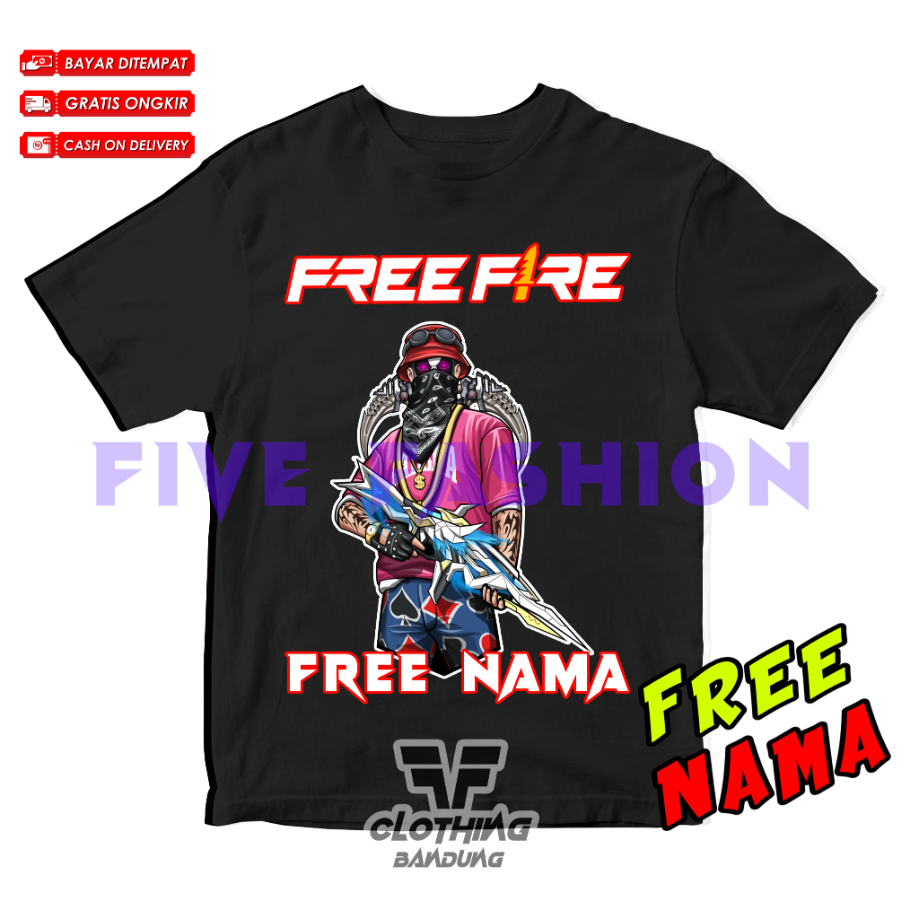KAOS BAJU FF FREE FIRE ANAK CHAR EVO GUN XM8 DESTINY GUARGIAN FREE NAMA BISA COD