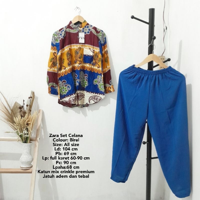 New One Set Zara One set Celana zara blouse eknik celana panjang crinkle premium