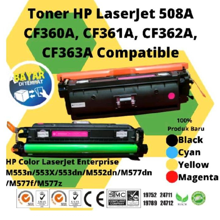 Toner cartridge compatible HP 508A CF360A CF361A CF362A CF363A Printer laserjet M553 M552