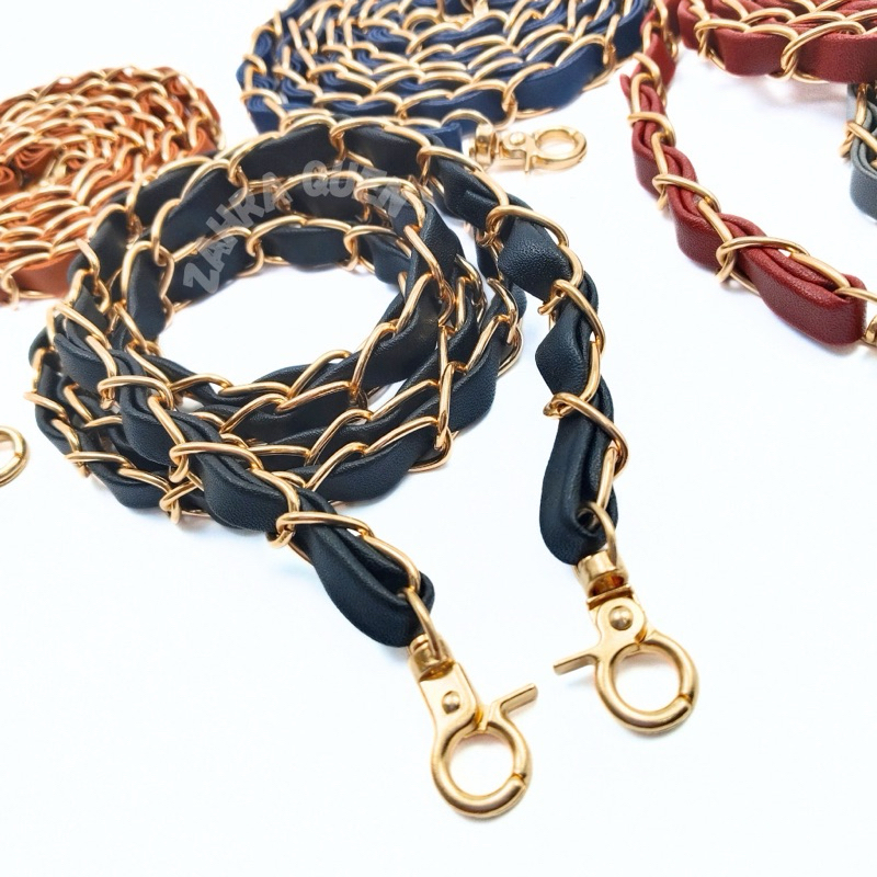 TALI TAS RANTAI KOMBINASI KULIT IMITASI ANYAM MURAH