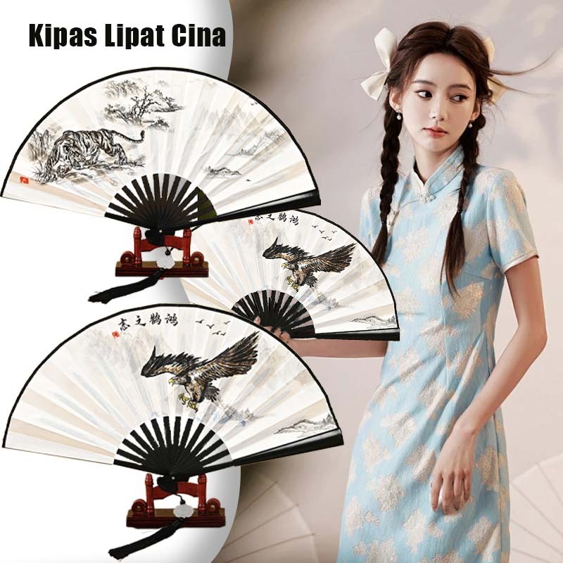 10 Inch Kipas Tangan Lipat Besar Kipas Lipat China Kipas Lipat Sutra Portable Kipas Kungfu Kipas