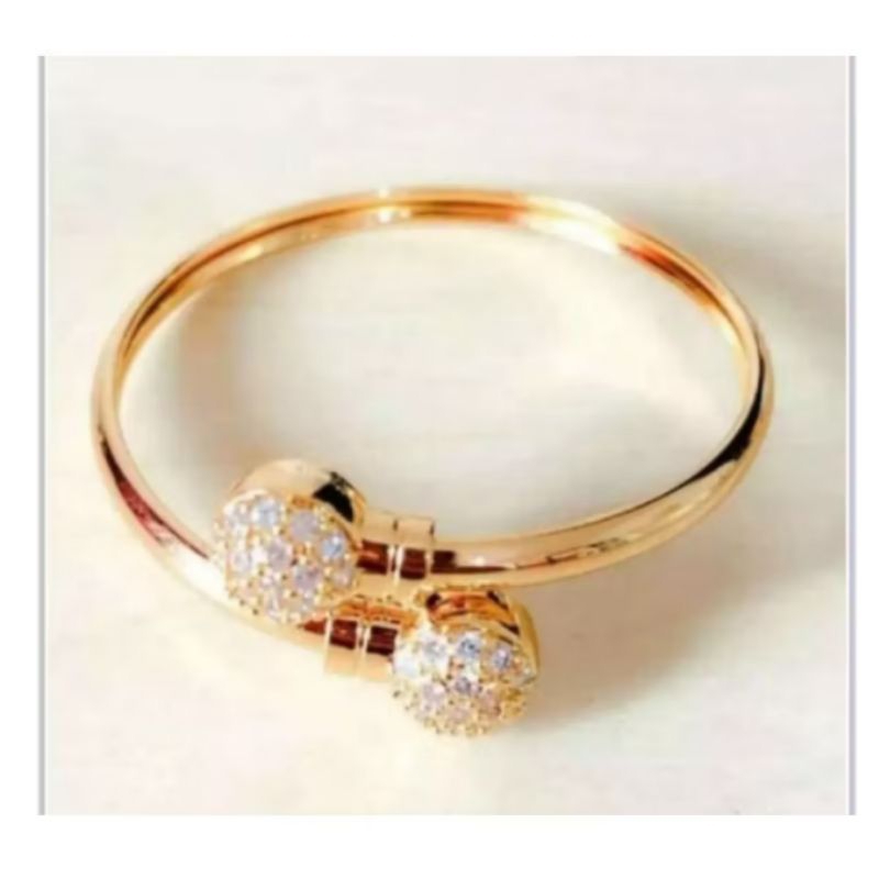 Gelang Tangan bangle Motif ARN Asli Titanium Gold Perhiasan Wanita Anti Luntur Cod Permata Jewelry