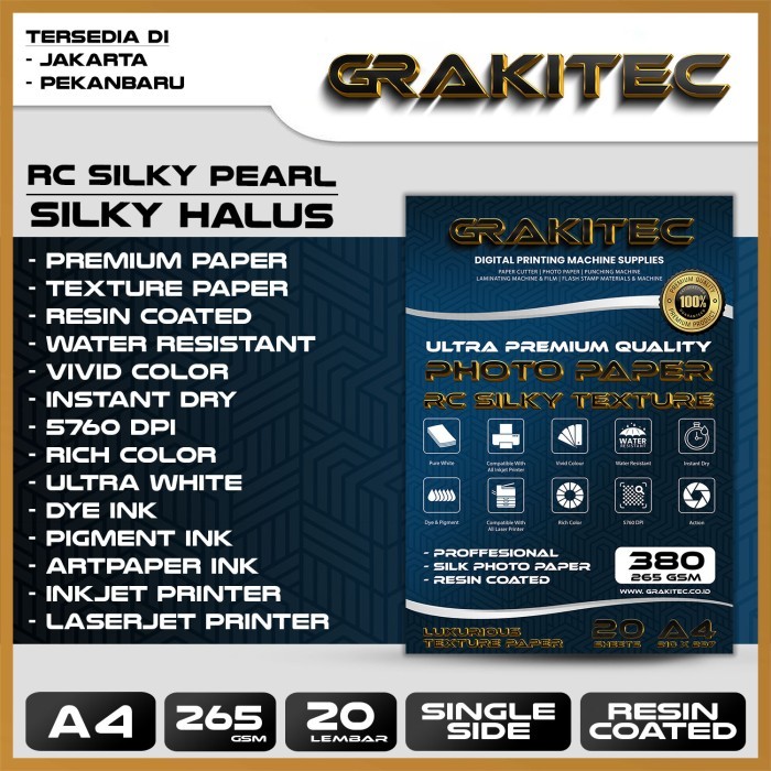 Kertas foto silky/doff ukuran A4 GRAKITEC 265gsm