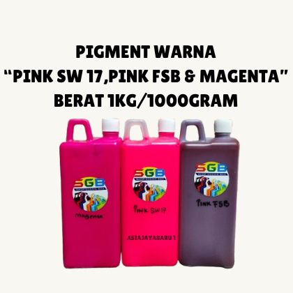 

1 BOTOL - Biang Warna/Pigmen Warna Sablon Kain/Bahan Warna PINK SW 17,PINK FSB, & MAGENTA Berat 1Kg/1000gram