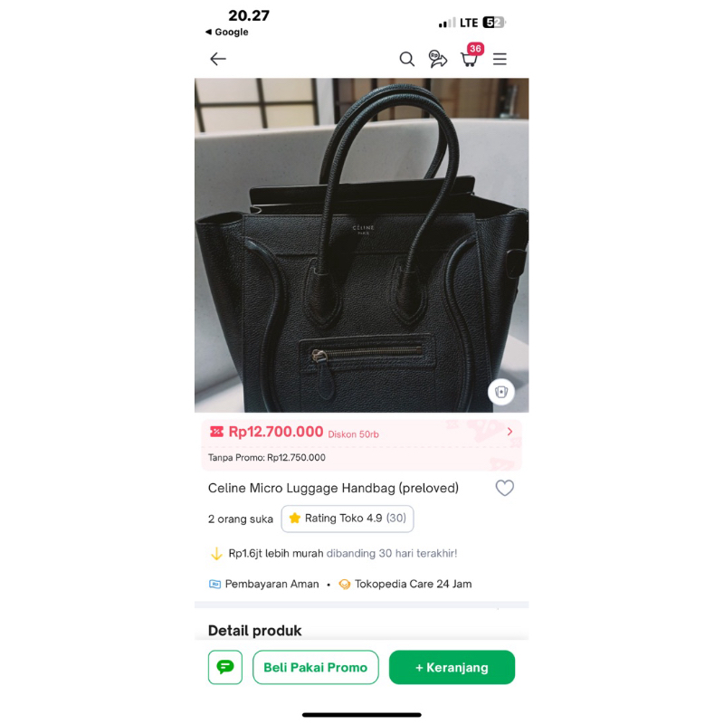 Celine Micro Luggage hand bag original